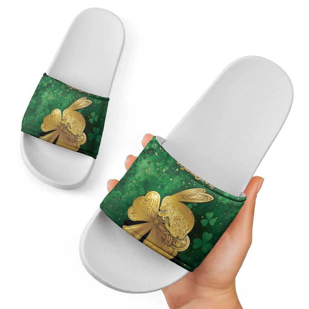 Ireland Slide Sandals The Shamrock With The Irish Hare Patterns DT05