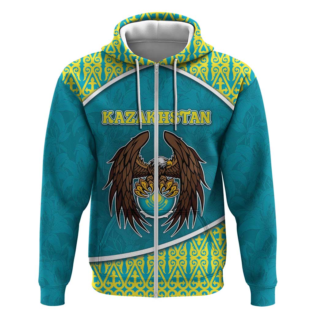 Personalized Kazakhstan Hoodie The Eagle With Kazakh Patterns DT05