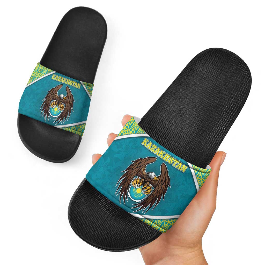 Kazakhstan Slide Sandals The Eagle With Kazakh Patterns DT05