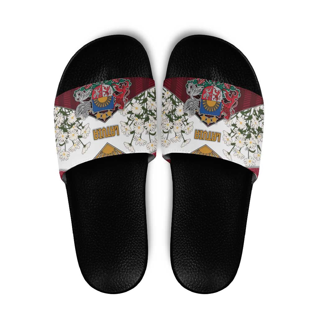 Latvia Slide Sandals Symbol With Latvians Patterns DT05