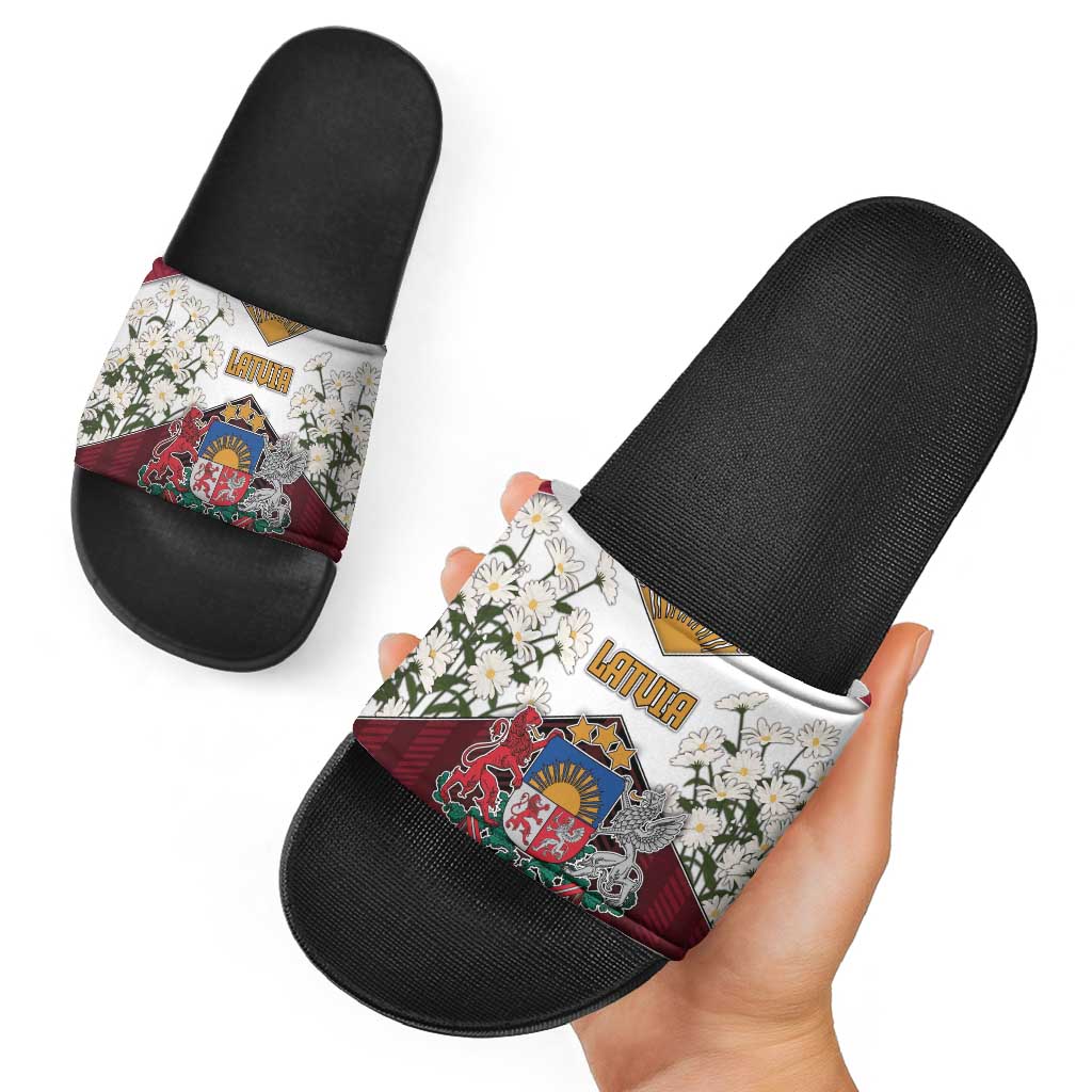 Latvia Slide Sandals Symbol With Latvians Patterns DT05