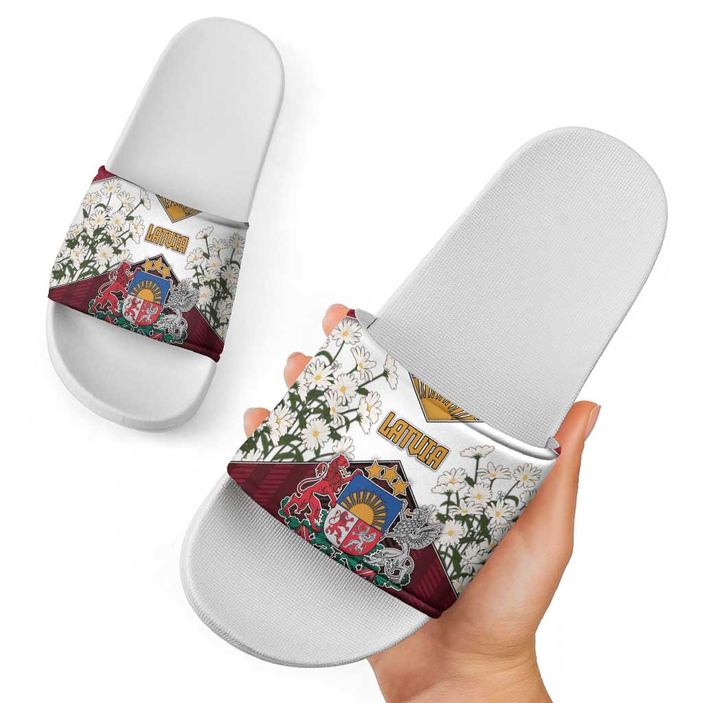 Latvia Slide Sandals Symbol With Latvians Patterns DT05