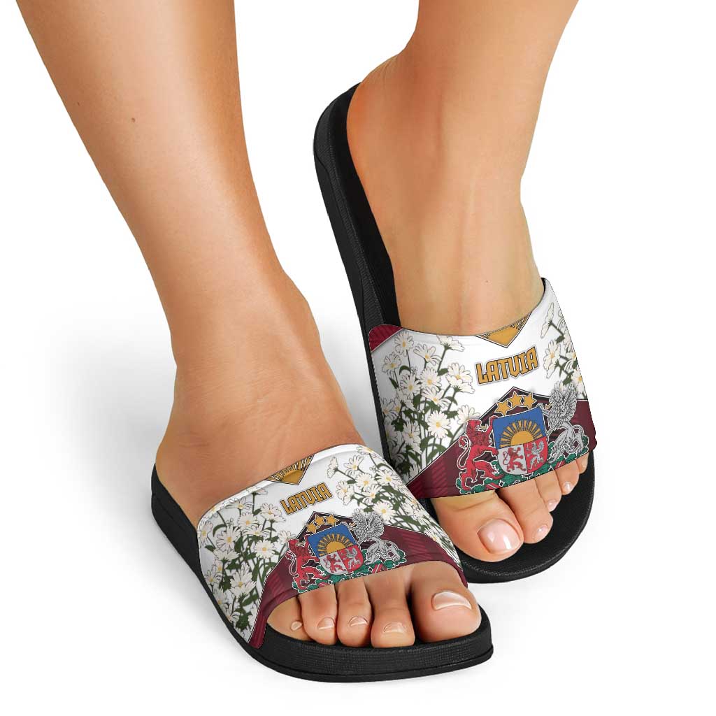 Latvia Slide Sandals Symbol With Latvians Patterns DT05