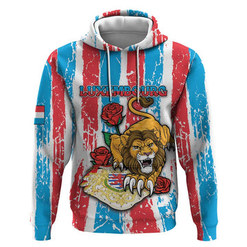 Personalized Luxembourg Hoodie Red Lion With Coat Of Arms DT05
