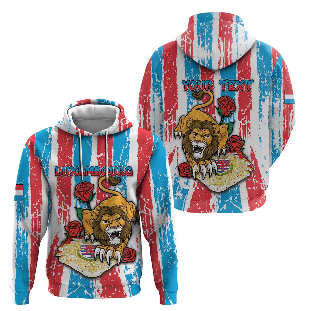 Personalized Luxembourg Hoodie Red Lion With Coat Of Arms DT05
