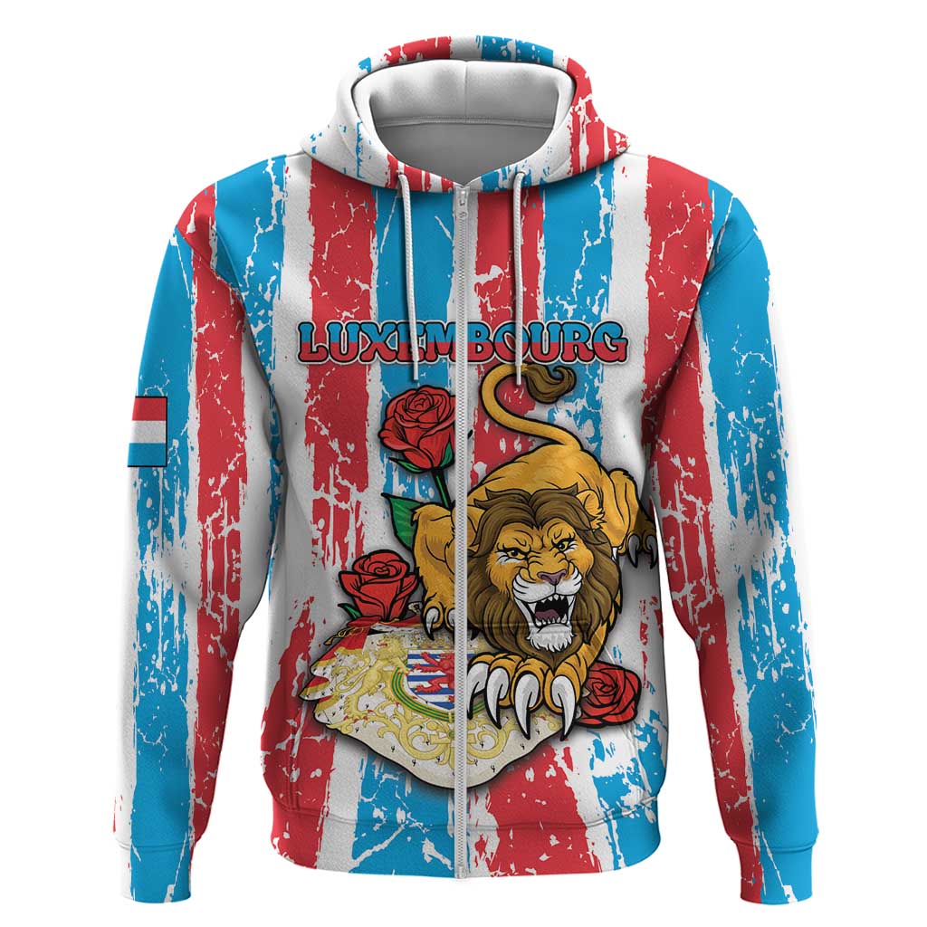 Personalized Luxembourg Hoodie Red Lion With Coat Of Arms DT05