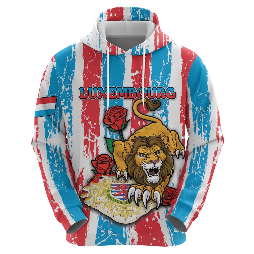 Personalized Luxembourg Hoodie Red Lion With Coat Of Arms DT05