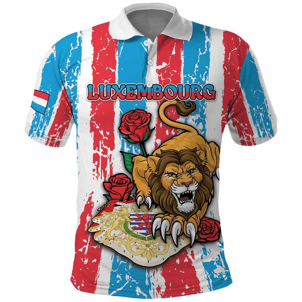 Personalized Luxembourg Polo Shirt Red Lion With Coat Of Arms DT05
