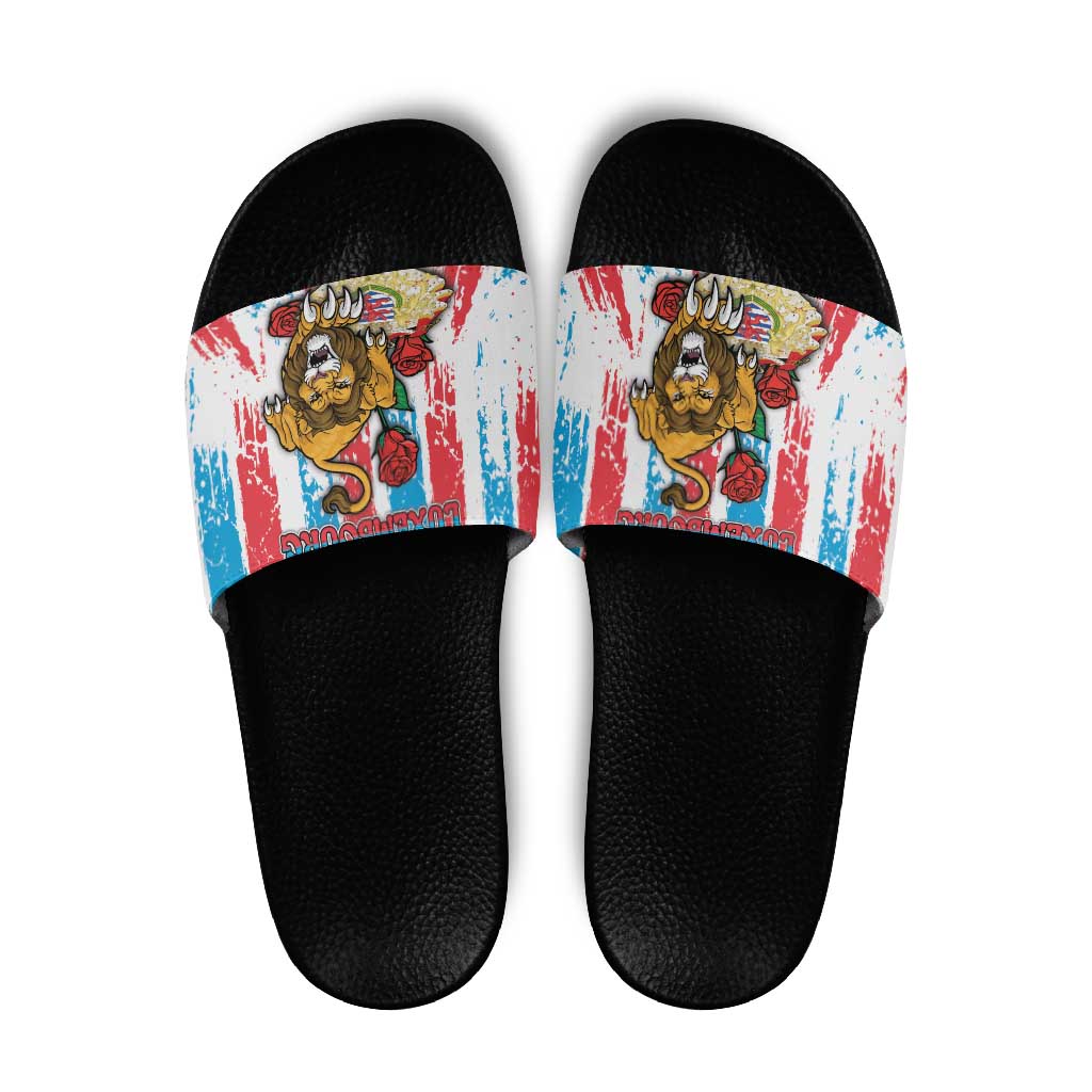 Luxembourg Slide Sandals Red Lion With Coat Of Arms DT05