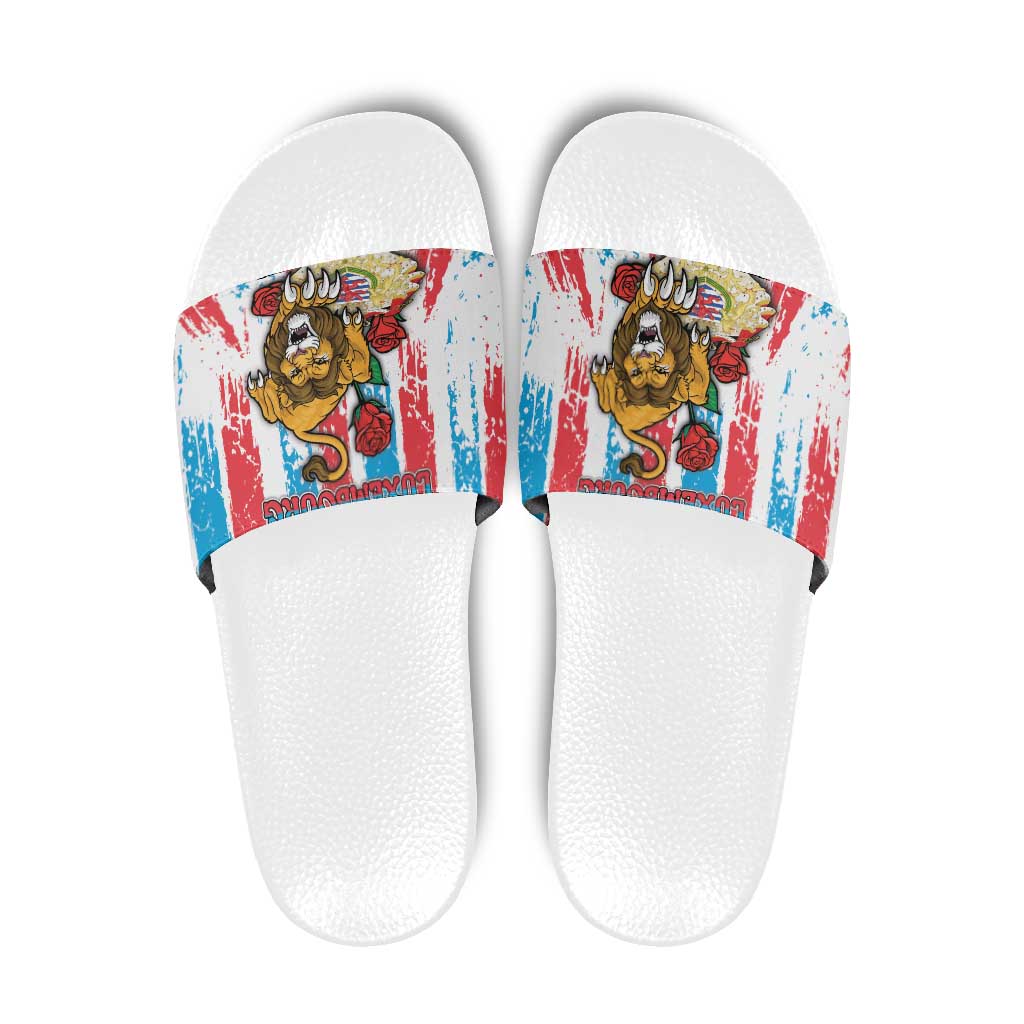 Luxembourg Slide Sandals Red Lion With Coat Of Arms DT05