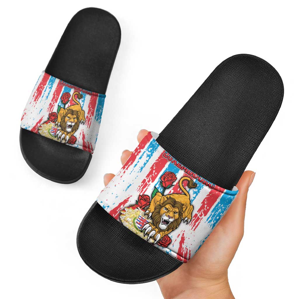 Luxembourg Slide Sandals Red Lion With Coat Of Arms DT05