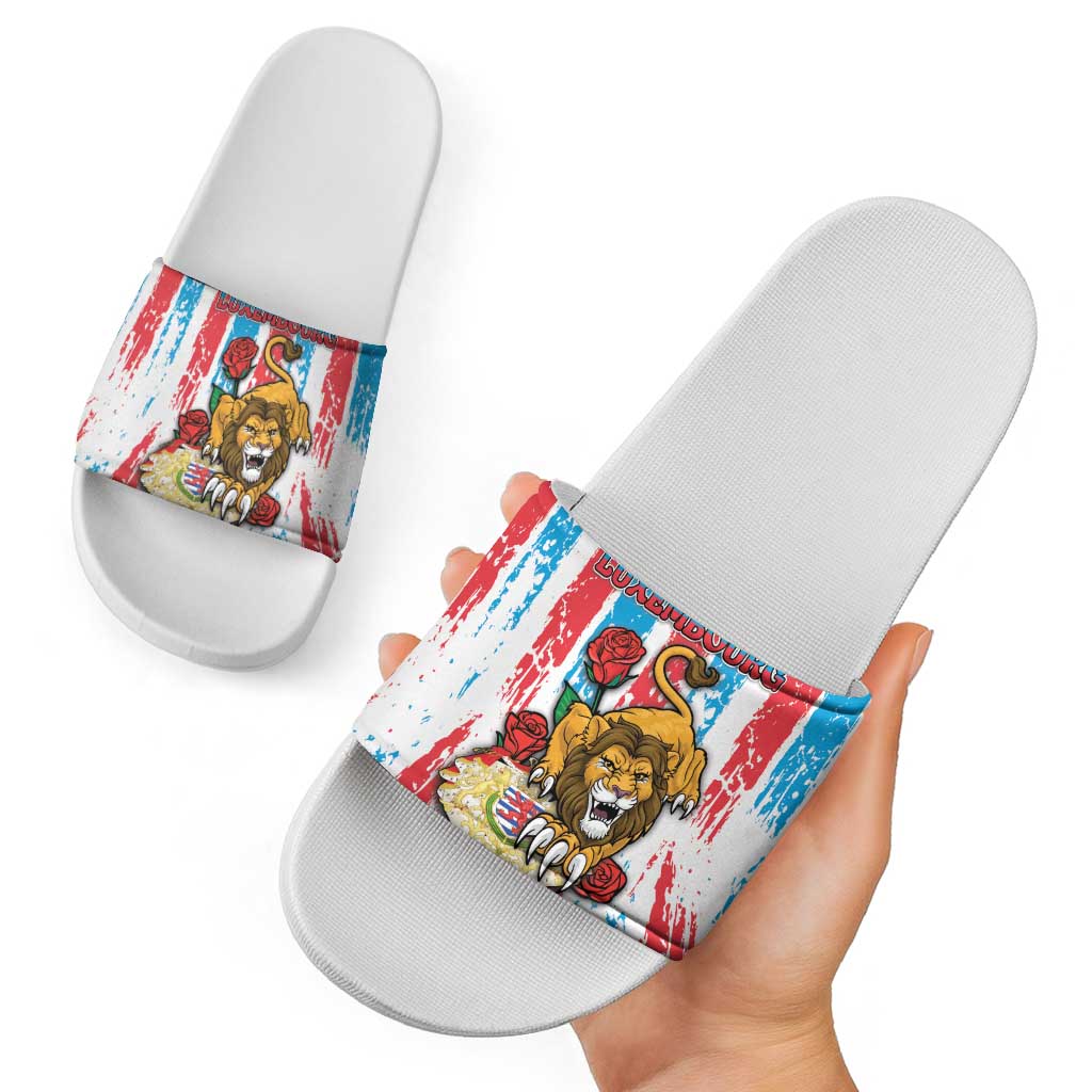 Luxembourg Slide Sandals Red Lion With Coat Of Arms DT05