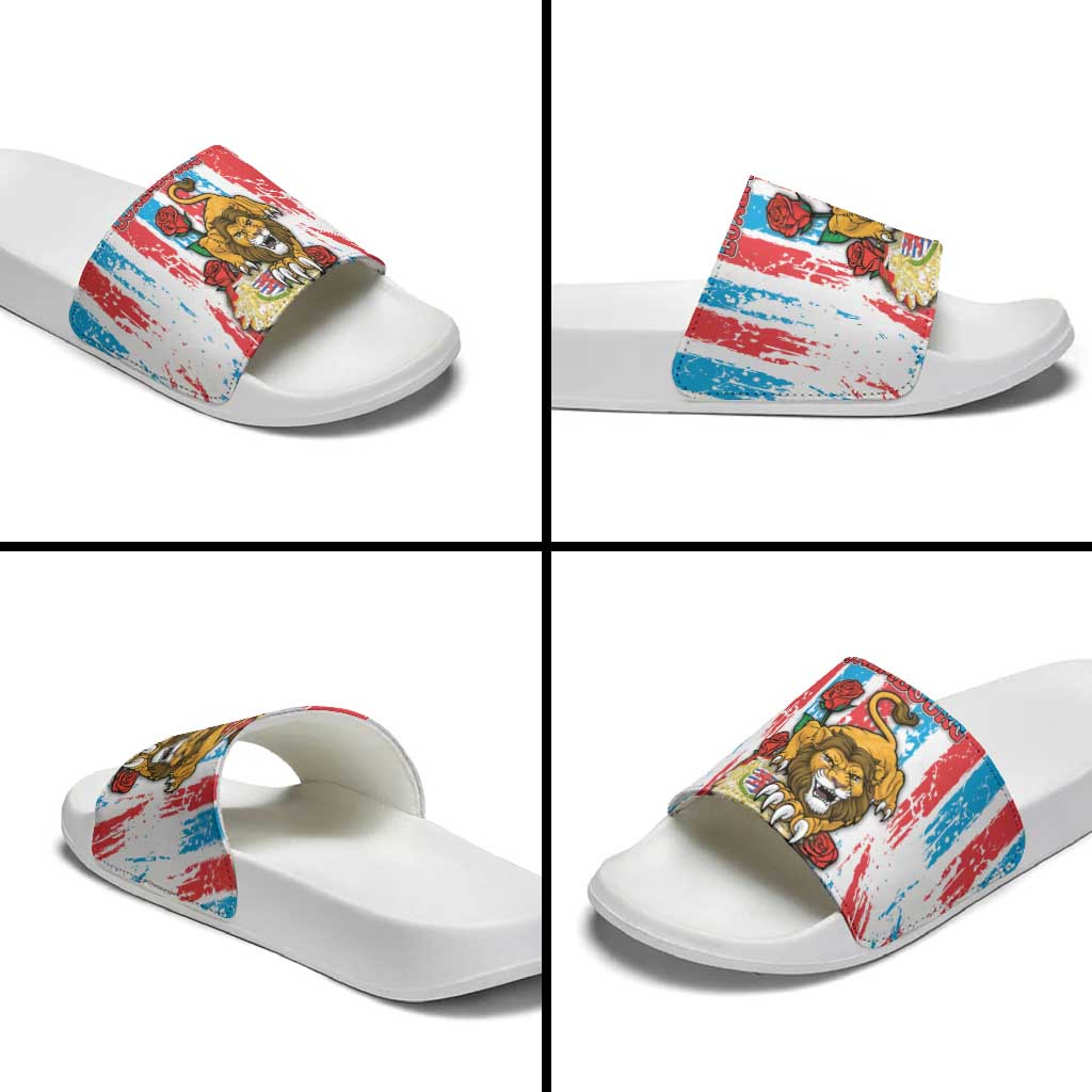Luxembourg Slide Sandals Red Lion With Coat Of Arms DT05