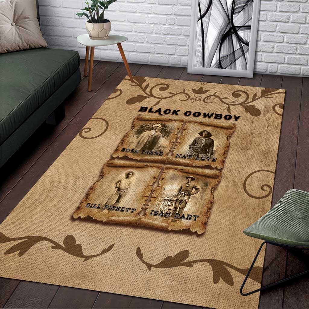 Black Cowboy Area Rug African American Black History Western Grunge DT05
