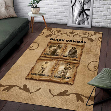 Black Cowboy Area Rug African American Black History Western Grunge DT05