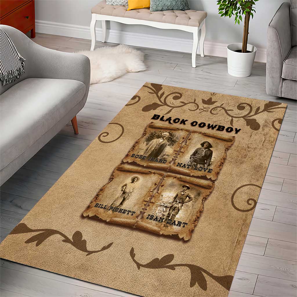 Black Cowboy Area Rug African American Black History Western Grunge DT05