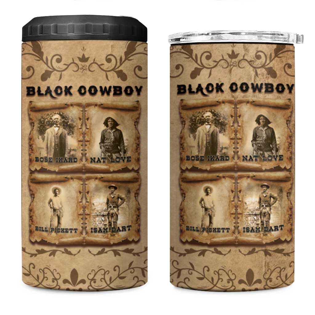 Black Cowboy 4 in 1 Can Cooler Tumbler African American Black History Western Grunge DT05