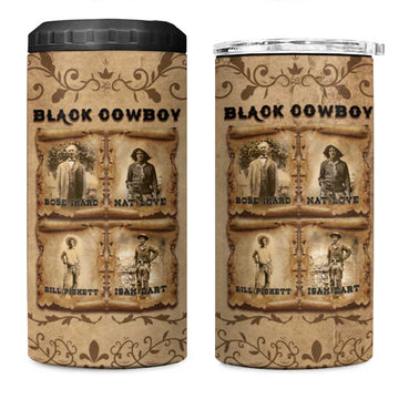 Black Cowboy 4 in 1 Can Cooler Tumbler African American Black History Western Grunge DT05