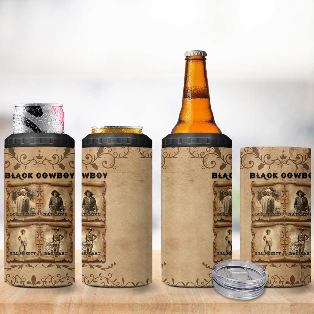 Black Cowboy 4 in 1 Can Cooler Tumbler African American Black History Western Grunge DT05