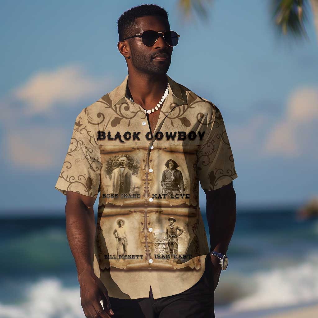 Black Cowboy Hawaiian Shirt African American Black History Western Grunge DT05