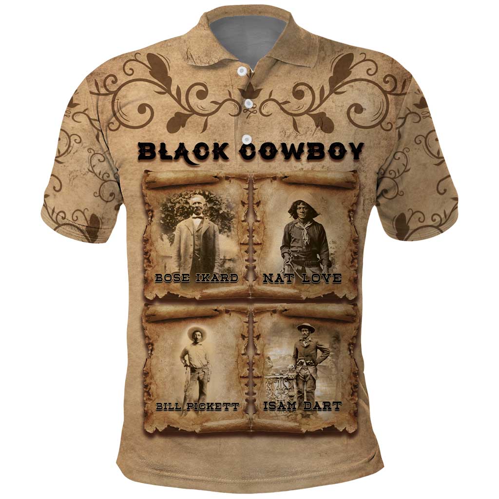 Black Cowboy Polo Shirt Melanin Black History Western Grunge DT05