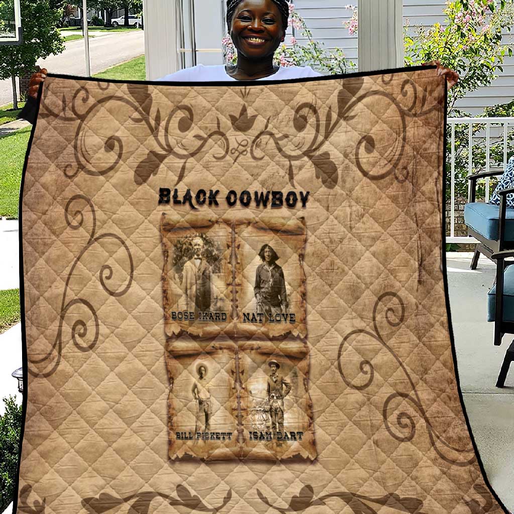 Black Cowboy Quilt African American Black History Western Grunge DT05