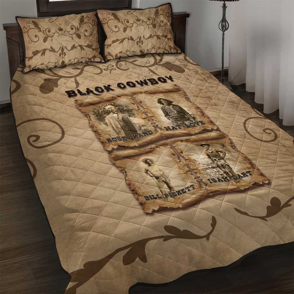 Black Cowboy Quilt Bed Set African American Black History Western Grunge DT05