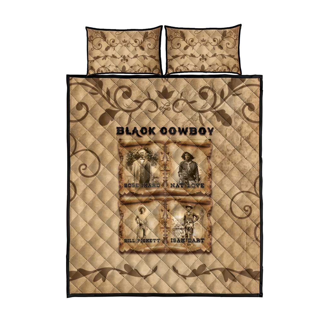 Black Cowboy Quilt Bed Set African American Black History Western Grunge DT05