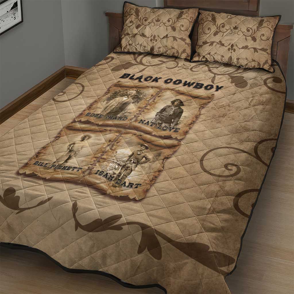 Black Cowboy Quilt Bed Set African American Black History Western Grunge DT05