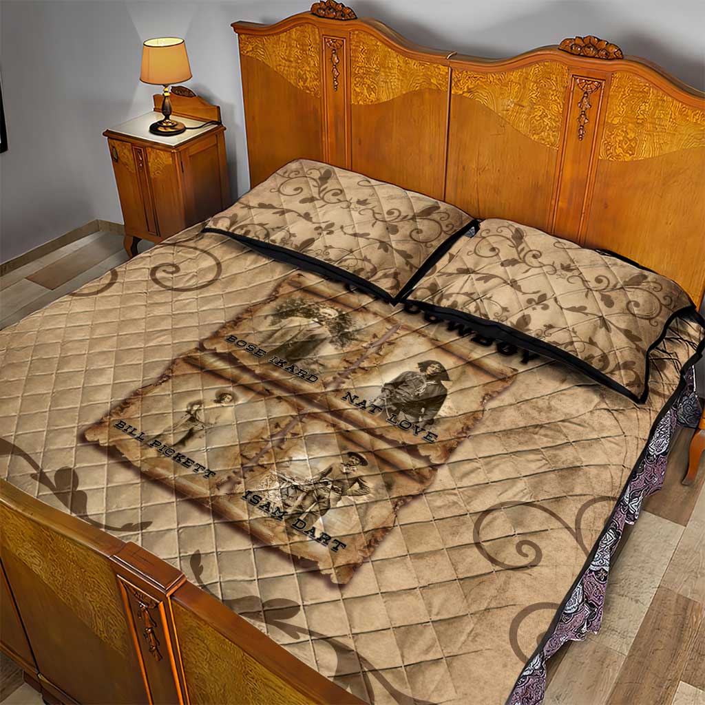Black Cowboy Quilt Bed Set African American Black History Western Grunge DT05