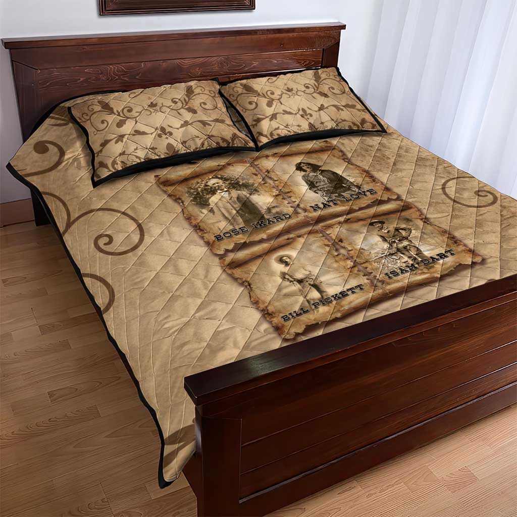 Black Cowboy Quilt Bed Set African American Black History Western Grunge DT05