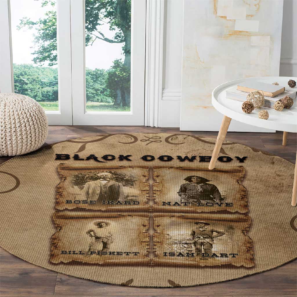Black Cowboy Round Carpet African American Black History Western Grunge DT05