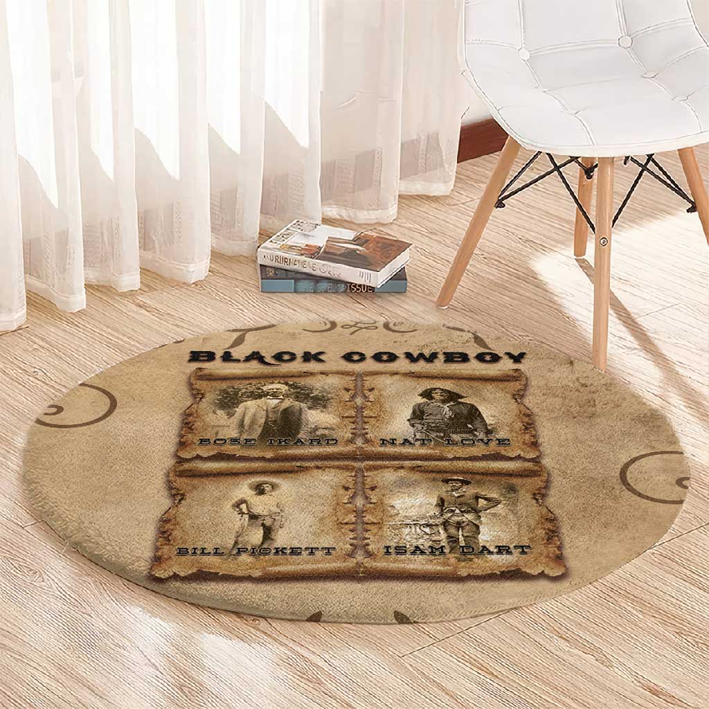 Black Cowboy Round Carpet African American Black History Western Grunge DT05