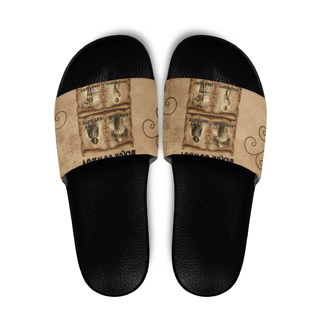 Black Cowboy Slide Sandals Melanin Black History Western Grunge DT05