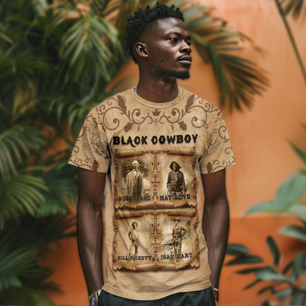 Black Cowboy T shirt African American Black History Western Grunge DT05