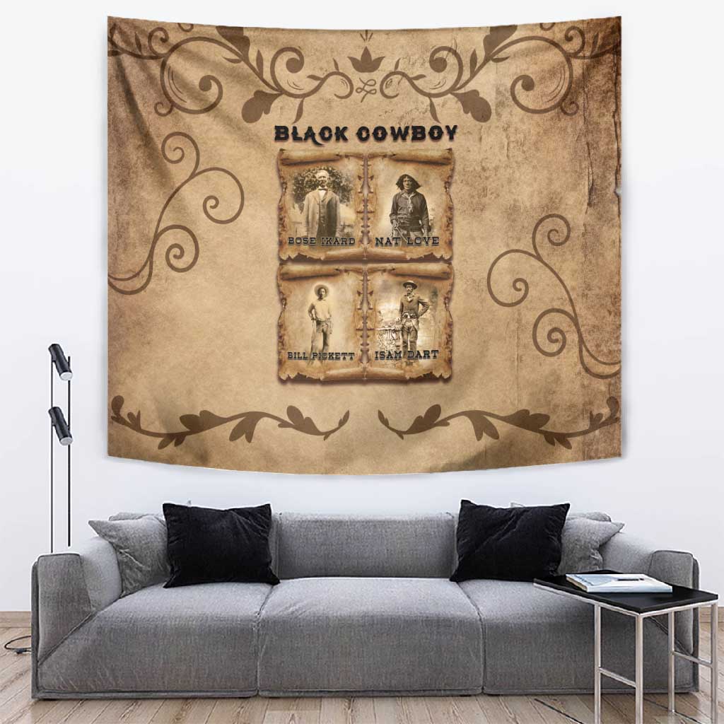 Black Cowboy Tapestry African American Black History Western Grunge DT05