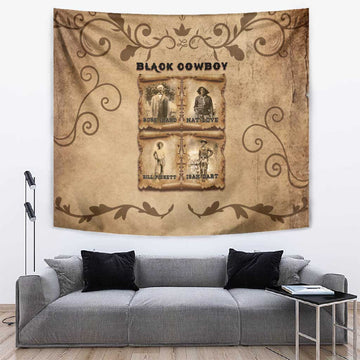 Black Cowboy Tapestry African American Black History Western Grunge DT05