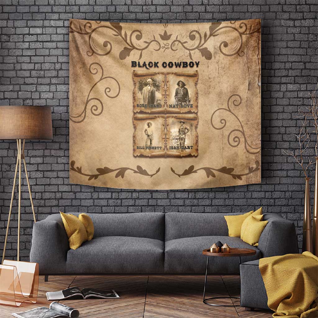 Black Cowboy Tapestry African American Black History Western Grunge DT05