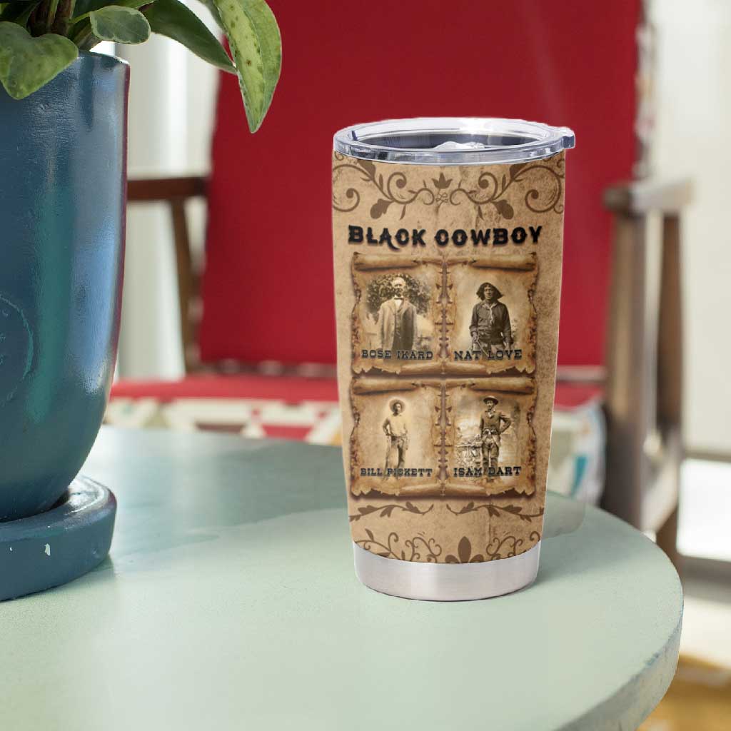 Black Cowboy Tumbler Cup African American Black History Western Grunge DT05