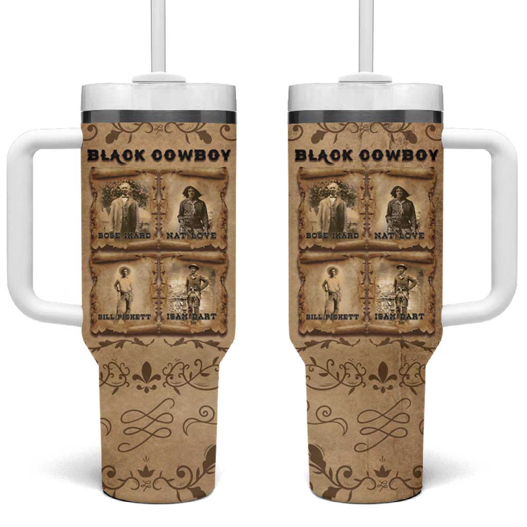 Black Cowboy Tumbler With Handle African American Black History Western Grunge DT05