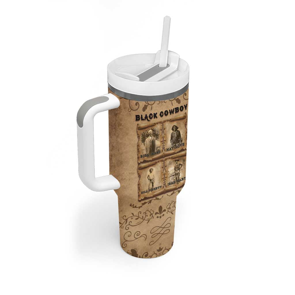Black Cowboy Tumbler With Handle African American Black History Western Grunge DT05