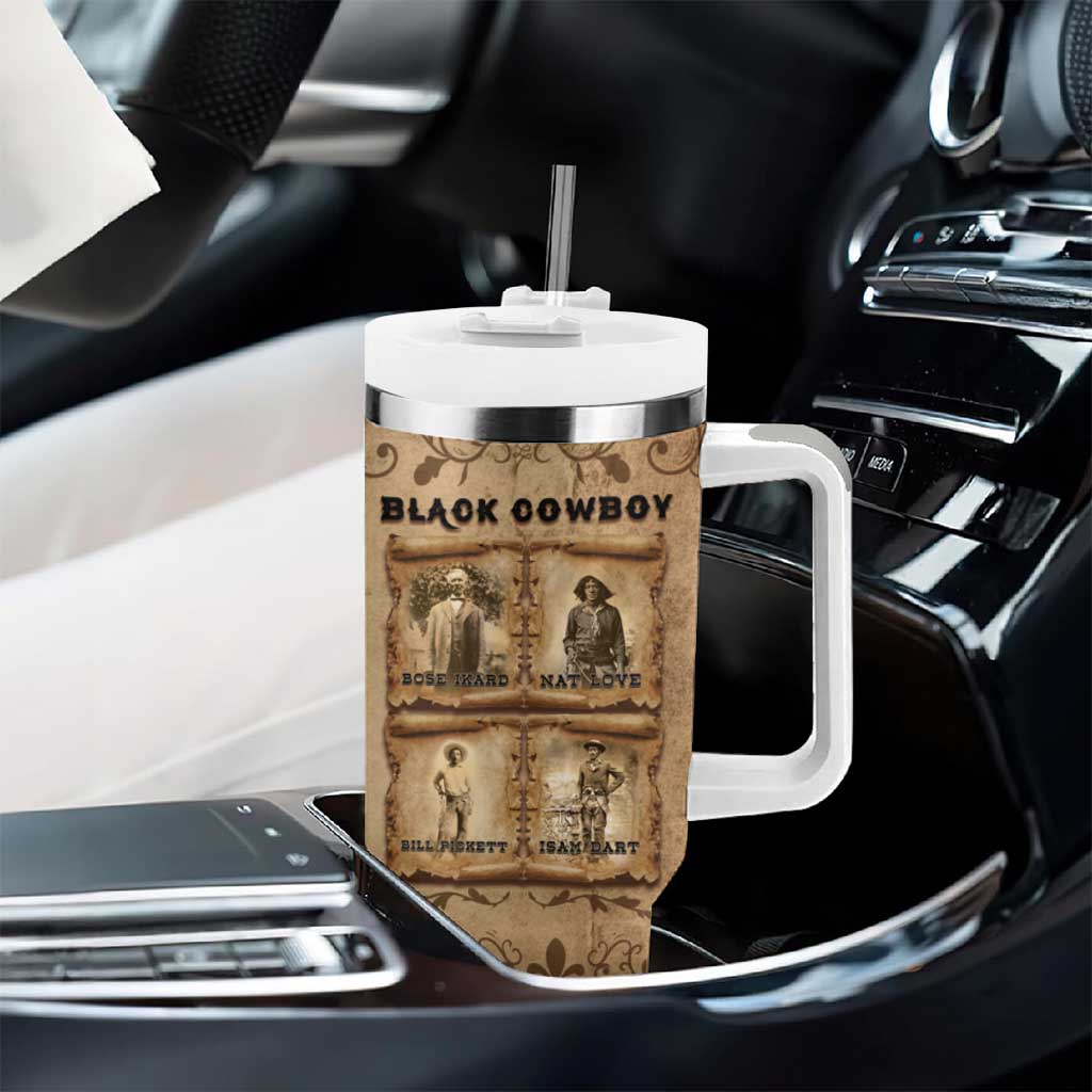 Black Cowboy Tumbler With Handle African American Black History Western Grunge DT05