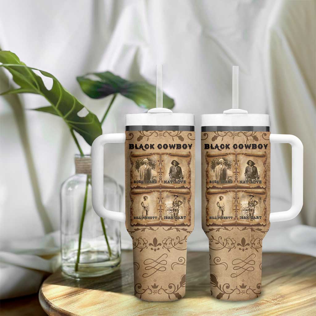 Black Cowboy Tumbler With Handle African American Black History Western Grunge DT05