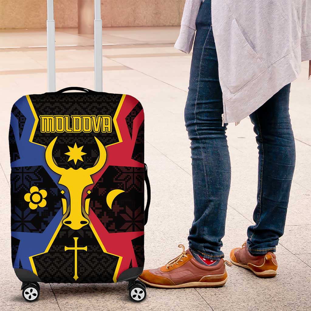 Moldova Luggage Cover The Aurochs Symbol With Patterns DT05