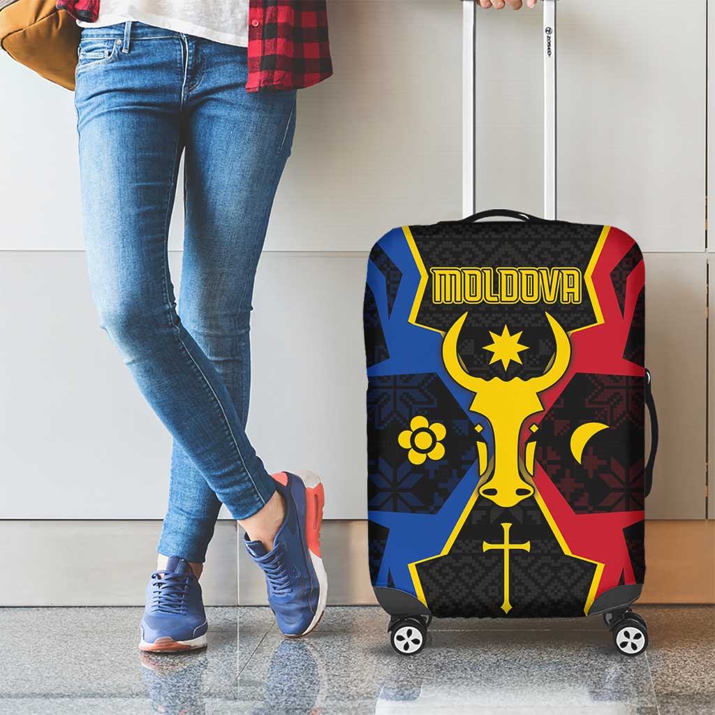 Moldova Luggage Cover The Aurochs Symbol With Patterns DT05