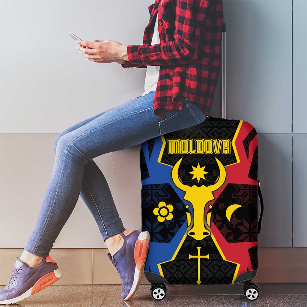 Moldova Luggage Cover The Aurochs Symbol With Patterns DT05