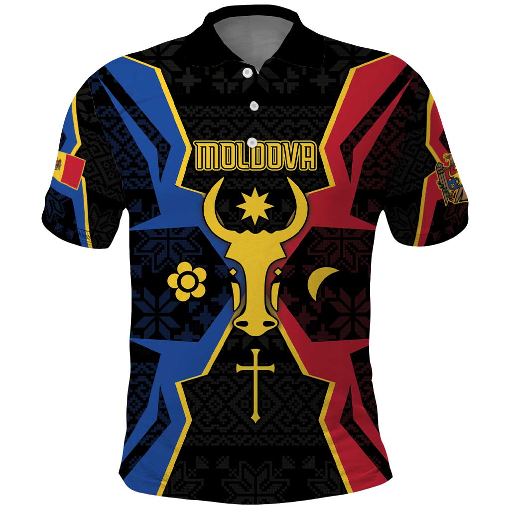 Personalized Moldova Polo Shirt The Aurochs Symbol With Patterns DT05