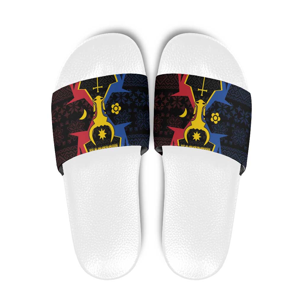 Moldova Slide Sandals The Aurochs Symbol With Patterns DT05
