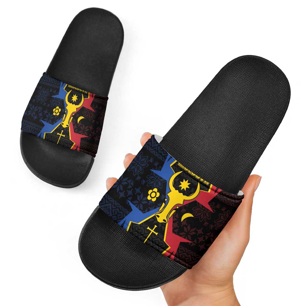 Moldova Slide Sandals The Aurochs Symbol With Patterns DT05