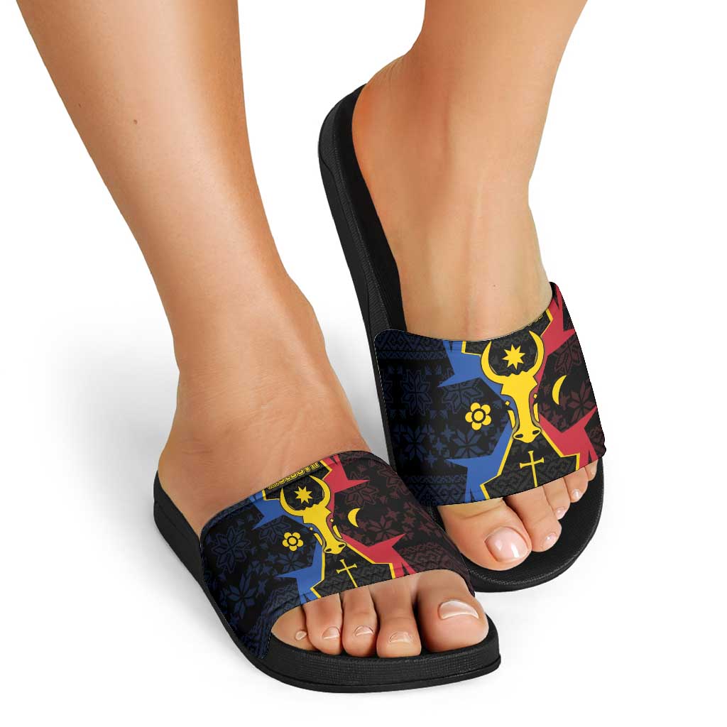 Moldova Slide Sandals The Aurochs Symbol With Patterns DT05